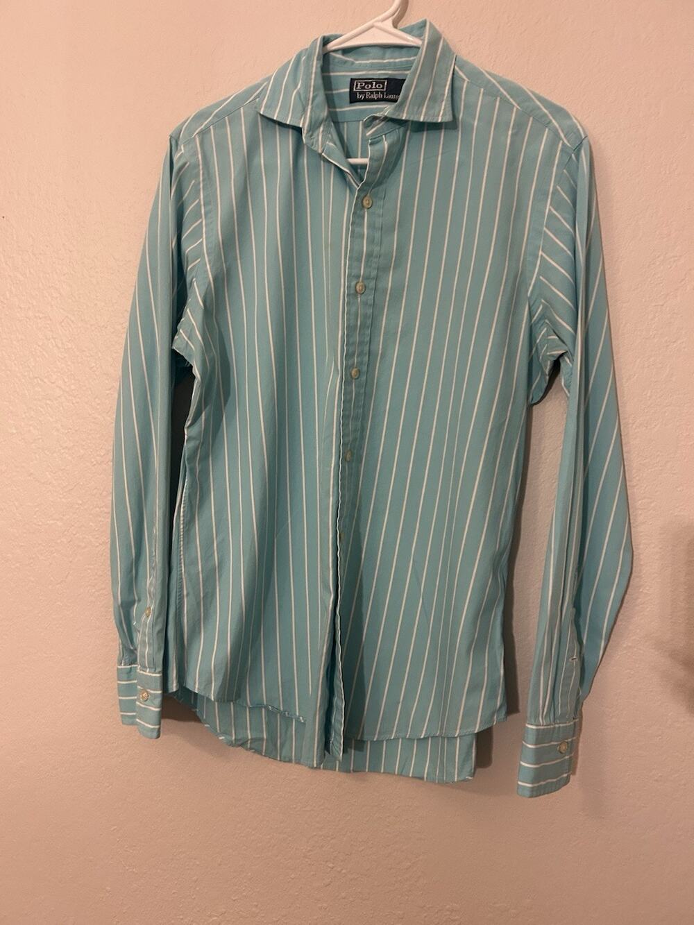 Polo by Ralph Lauren Women’s S Blue/White Striped Long Sleeve Collared Shirt